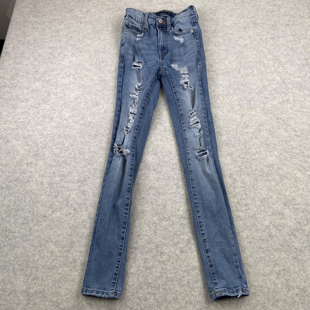 Aeropostale Super High Rise Jegging Jeans Womens 00 (21x27) Blue Distressed